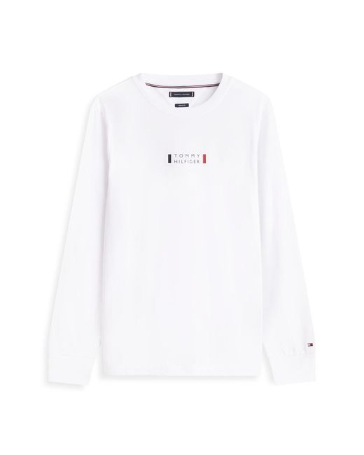 Tommy Hilfiger White Long Sleeve Logo T-Shirt for men