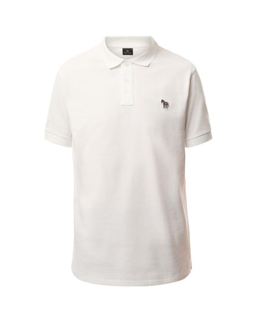 Paul Smith White Reg Fit Short Sleeve Polo Shirt Zebra for men