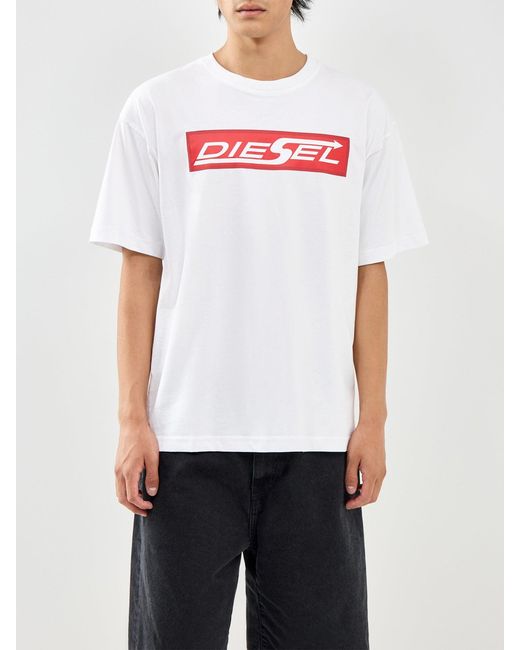 DIESEL White Big Logo T-Shirt for men