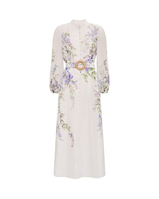 Forever New White Sheridan Printed Midi Shirt Dress