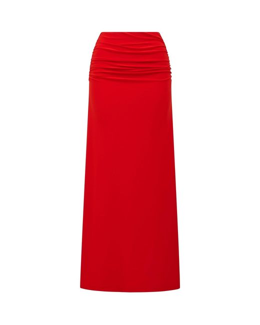 Forever New Red Mimi Flute Maxi Skirt