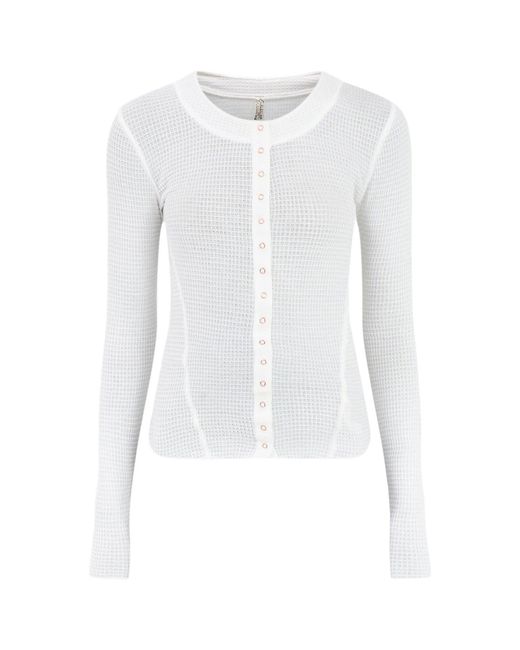 Free People White Going Places Cardigan