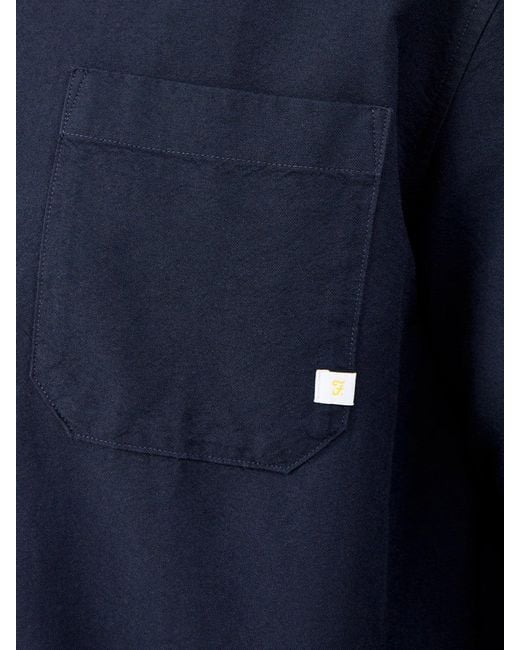 Farah Blue Brewer Organic Long Sleeve Shirt for men