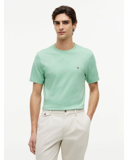 Tommy Hilfiger Green Flag Embroidery Crew Neck T-Shirt for men