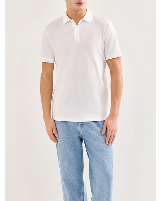 SELECTED White Slhfave Button Ss Polo Noos for men