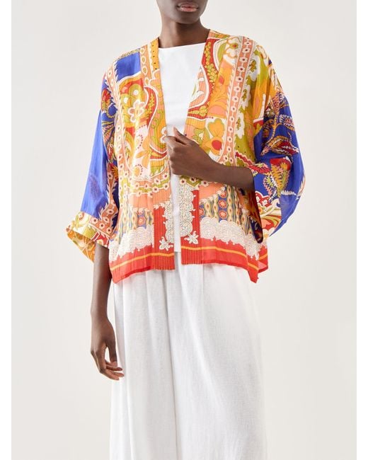 One Hundred Stars White Long Sleeves Kimono