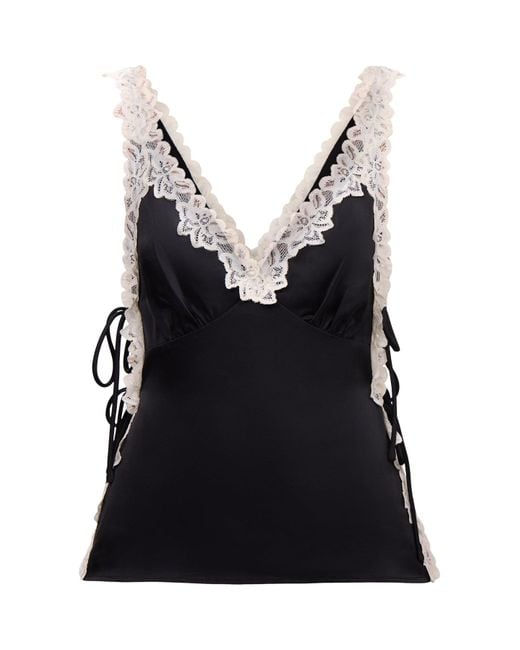 Pretty Lavish Black Franca Lace Insert Cami Top
