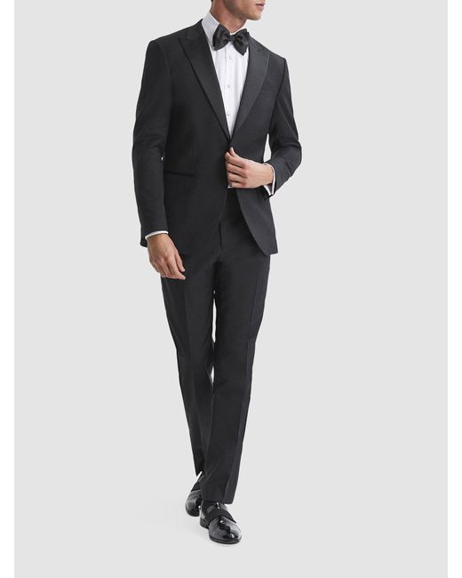 Reiss Black Poker Modern Fit Tuxedo Trousers for men