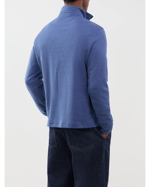 Polo Ralph Lauren Blue Rib Quarter Zip Sweatshirt for men