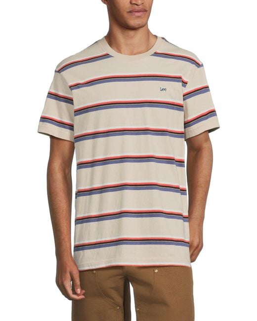 Lee Jeans White Men's Relaxed Stripe T-shirt for men