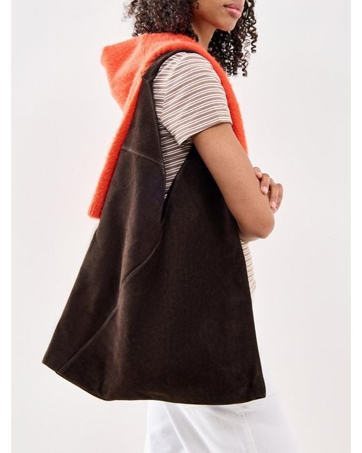 Marlon Brown Giselle Suede Shoulder Tote Bag