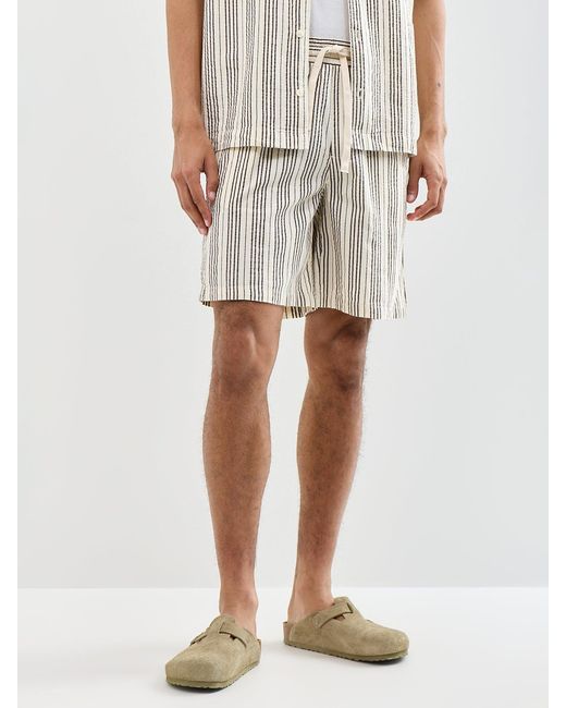 Only & Sons White Seersucker Jogger Shorts Cream for men