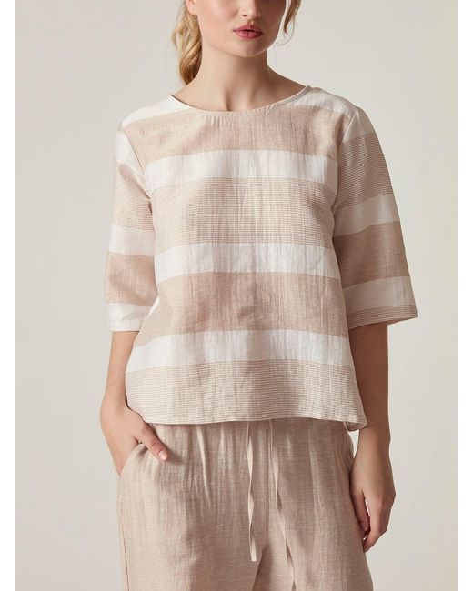 James Lakeland Natural Striped Blend Top