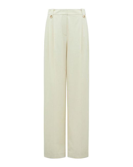 Forever New White Gigi Button Tab Wide Leg Pants