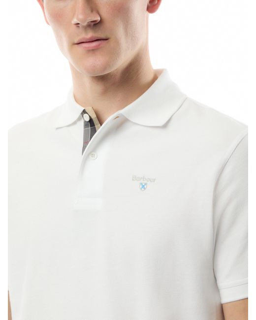 Barbour Tartan Pique Polo T-Shirt in White for Men Lyst UK
