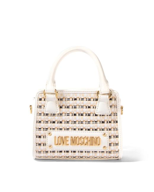 Love Moschino White Women's Mademoiselle Tweed Mini Bag