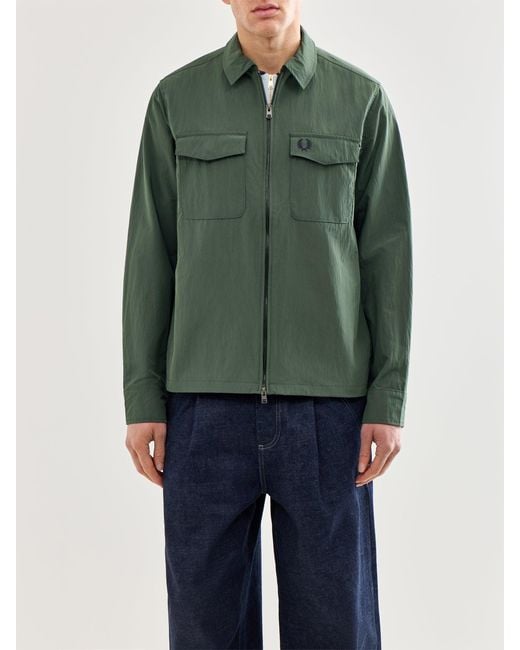 Fred Perry Green Zip Through Overshirt for men
