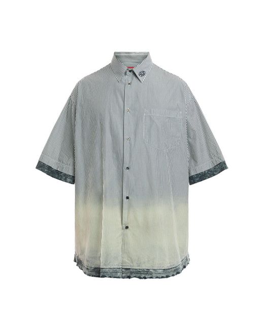 DIESEL Gray Men's S-trax Short Sleeve Stripe Shirt for men
