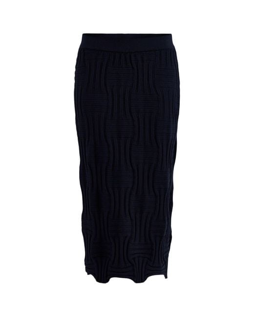 Oska Blue Stretch-Knit Midi Skirt