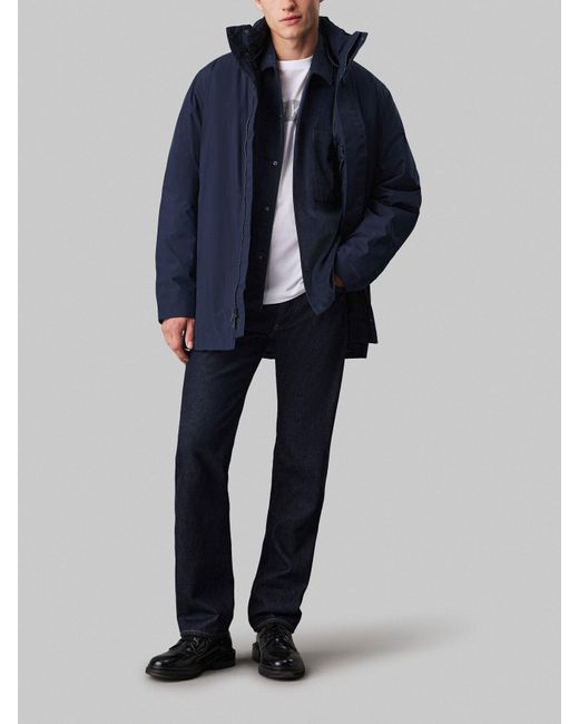 Calvin Klein Blue Mid Length Parka Jacket for men