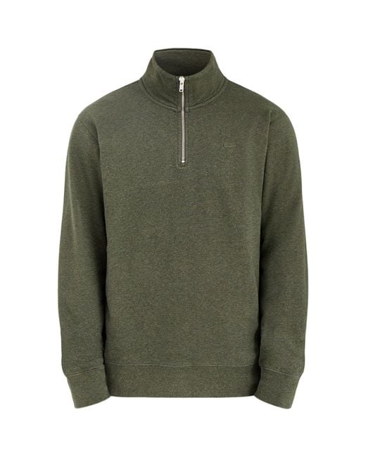 Levi's Green Original Quarter Zip Sweatshirt for men