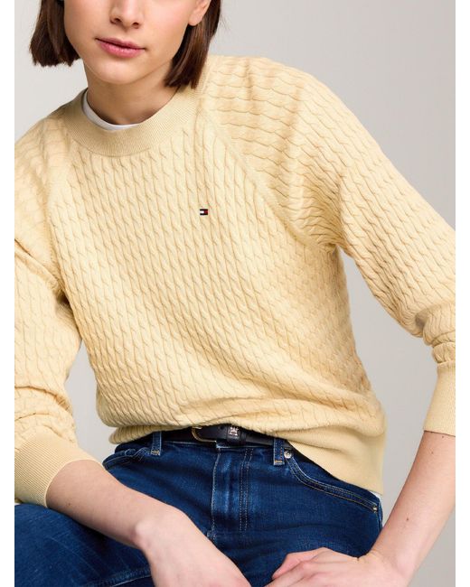 Tommy Hilfiger Natural Cable Knit Raglan Sleeve Jumper