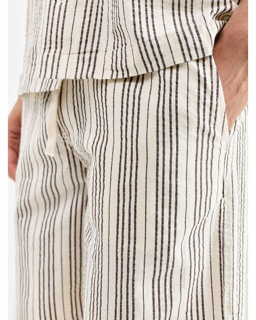 Only & Sons White Seersucker Jogger Shorts Cream for men