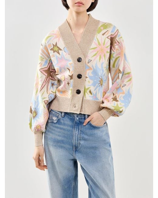 Never Fully Dressed Natural Star Jacquard Knit Bomber