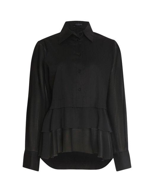 James Lakeland Black Sheer Sleeve Ruffle Shirt