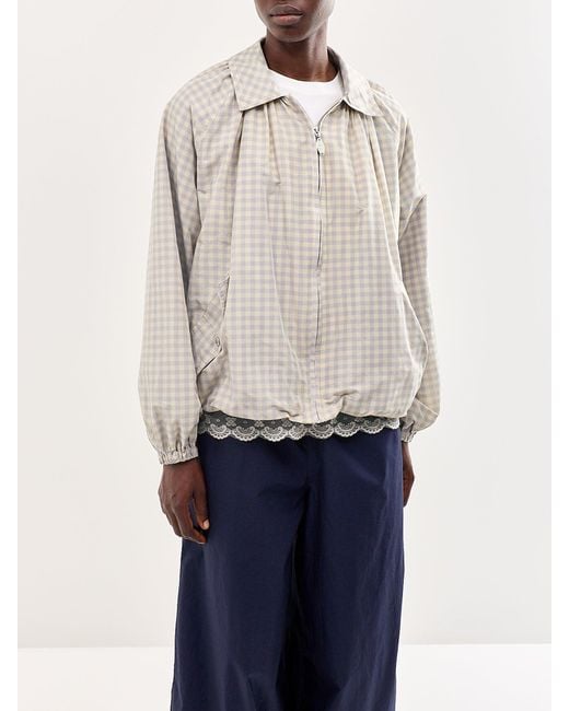Damson Madder White Lailah Lightweight Gingham Bomber Jacket