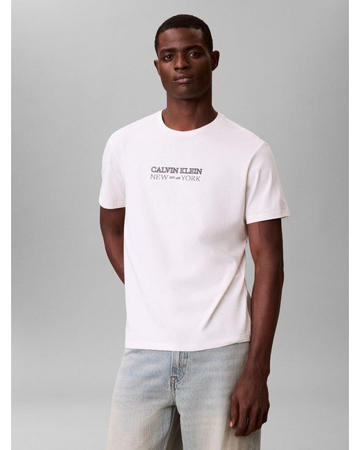 Calvin Klein White Graphic Crewneck T-Shirt for men