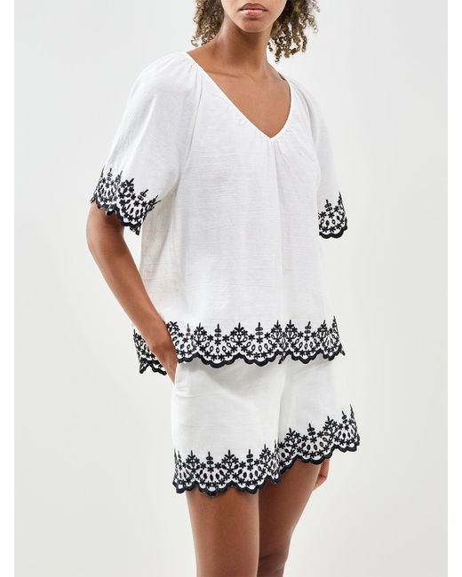 Vero Moda White Viana Short Sleeve V-Neck Blouse