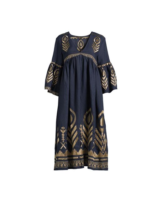Kori Black Women's Linen Feather Midi Dress