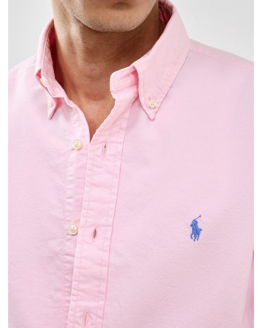 Polo Ralph Lauren Pink Custom Fit Oxford Shirt for men