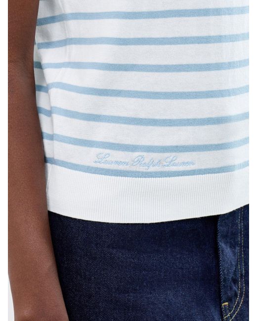 Ralph Lauren Blue Stripe Ss Knit Pullover