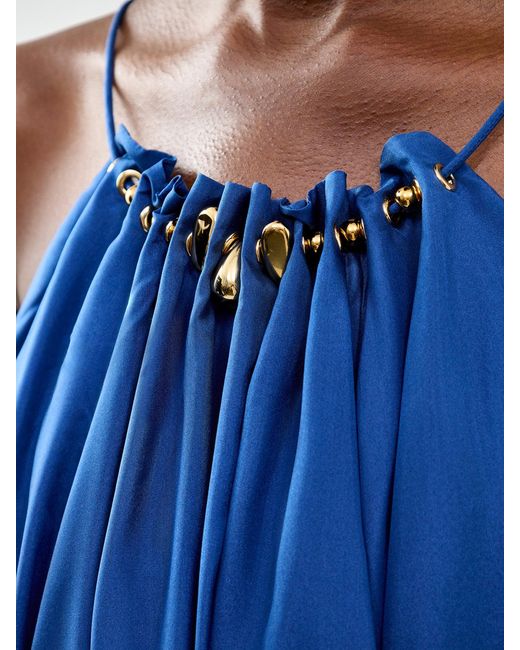 Zimmermann Blue Aster Gathered Bead Maxi Dress