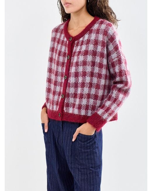 FRNCH Red Mohair & Aomori Cardigan