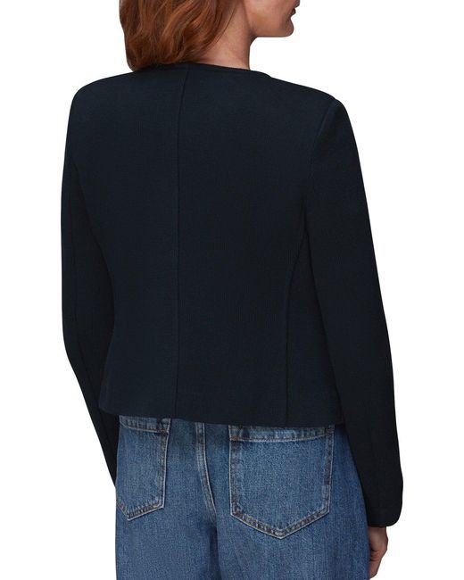 Whistles Blue Women's Collarless Jersey Jacket
