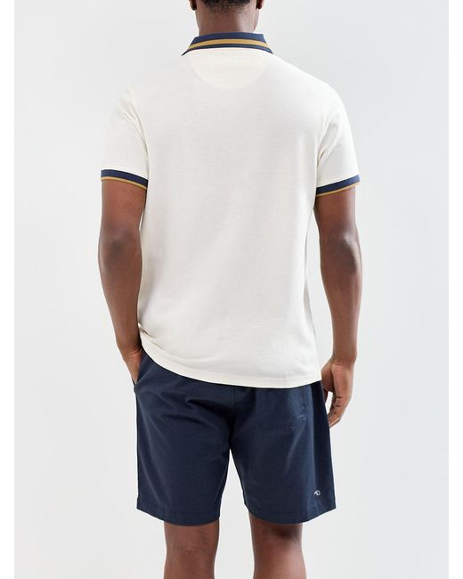 Barbour White Anthorn Textured Tailored Polo Shirt for men
