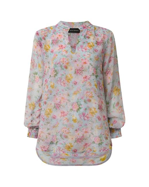 James Lakeland Gray Soft Vintage Floral Blouse, Polyester