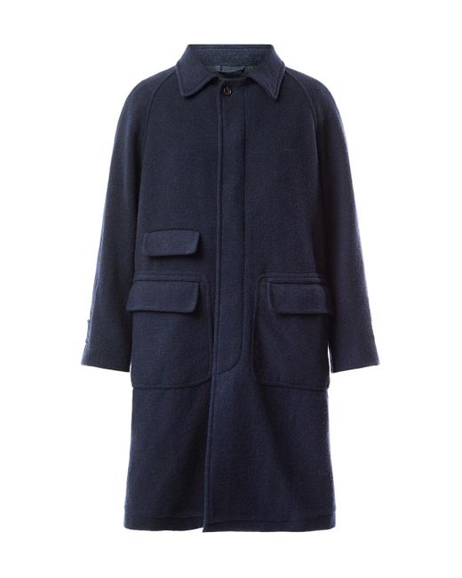 Drake's Blue Men's Raglan Wool Coat for men