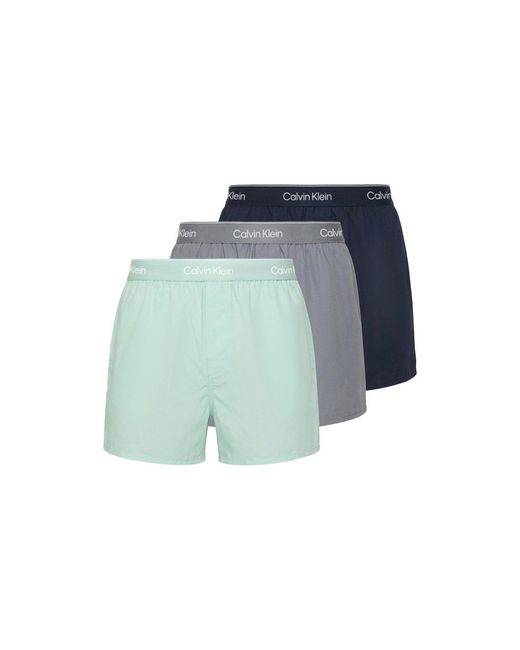 Calvin Klein Blue Icon Stretch Slim Boxer Briefs 3-Pack for men