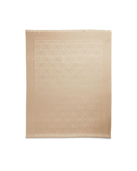 Elie Saab Natural Women's Woven Silk Wool Jacquard Scarf 70x180