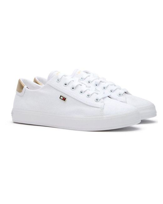 Tommy Hilfiger White Vulc Canvas Lace Up Trainers