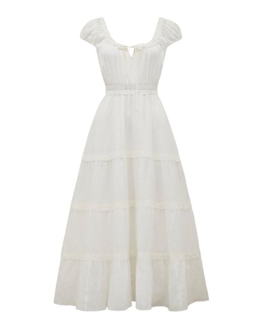 Forever New White Women's Tuscany Trim Detail Midi Dress