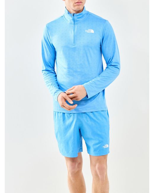 The North Face Blue Pentadome Embossed 1/4 Zip Tee for men
