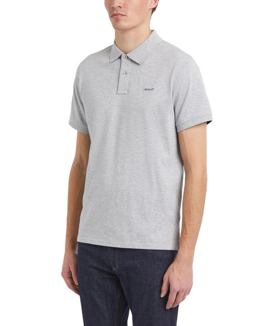 Gant Gray Men's Contrast Piqué Polo Shirt for men