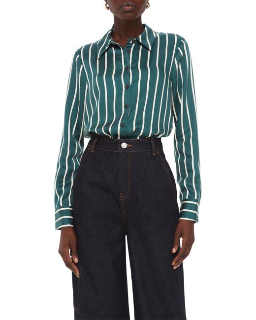 Whistles Green Alex Stripe Shirt