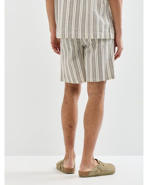 Only & Sons White Seersucker Jogger Shorts Cream for men