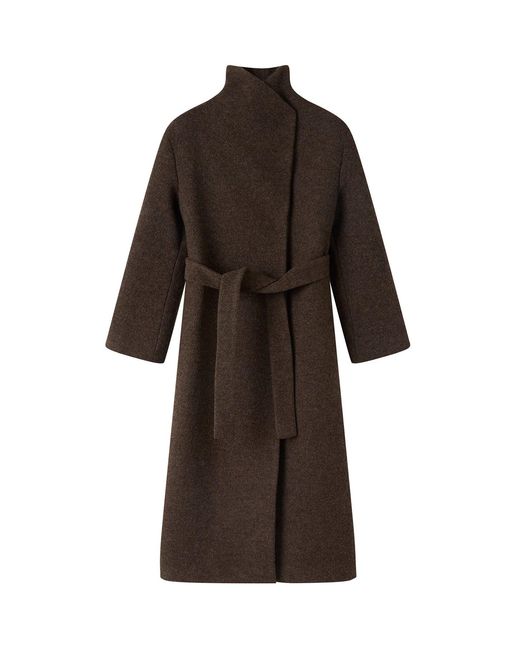 Whistles Brown Morgan Funnel Neck Coat